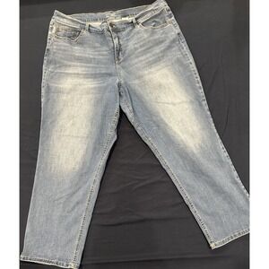 Terra & Sky Womens 22W Petite Straight Leg Jeans Light Wash Stretch Denim